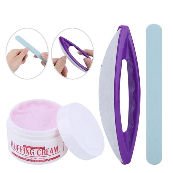 Nail Buffing Set - Nail Polishing Kit with Buffer File and Cream, Manicure Tools for Smooth Shine Nails, Easy DIY Nail Care Kit, Women, Home Salon, Holiday Gift Set