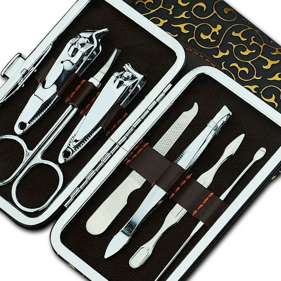 Nail Care 7 PCS Pedicure / Manicure Set Nail Clippers Cleaner Cuticle Grooming Kit Case Set White