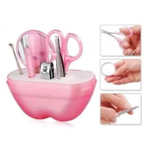 Nail Care 9pcs Cutter Cuticle Clipper Pedicure Manicure Set Kit Apple Gift Case Pink