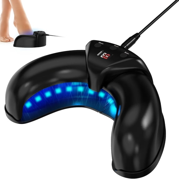 Nail Care Light Device for Fingernails and Toenails, 470nm Blue Light and 910nm Infrared Light, U-Shaped Foot Nail Lamp with 3/5/10 Min Timer, Black