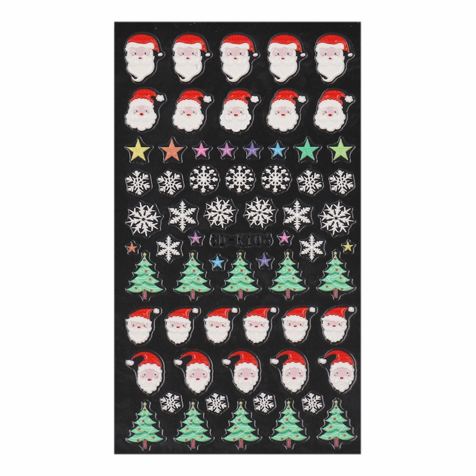 Nail Care Sticker 5D Relief Nail Sticker Christmas Series Snowflake