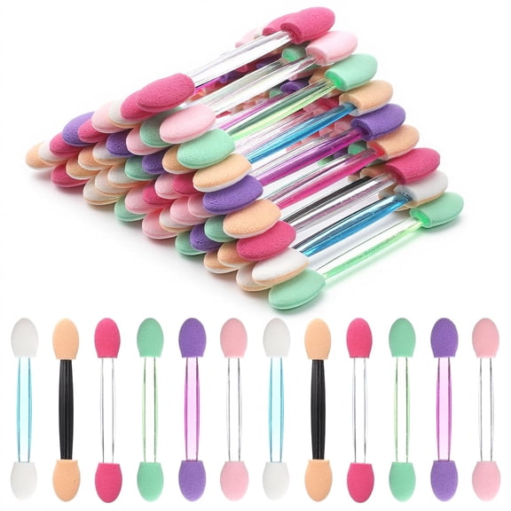 Nail Chrome Powder Applicator Brushes, 50 PCS Disposable Eyeshadow Applicators Dual-Sided Nail Sponges Makeup Brush Multicolor Chrome Powder Applicator for Home Nails Arts and Nails Salon Supplies