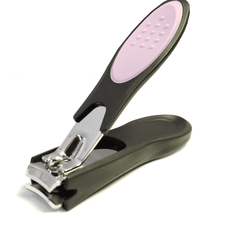 Nail Clipper with Comfort Grip Nail Catcher - Chrome Plated Toenails  Clippers Nail Cutter Catches Clippings Sharp Sturdy Trimmer Stainless Steel  for