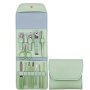 Nail Clipper Set, 12PCS Manicure Set Fingernail Clippers Kit Fashion Color Green Stainless Steel Pedicure and Manicure Kit with Green PU Leather Case