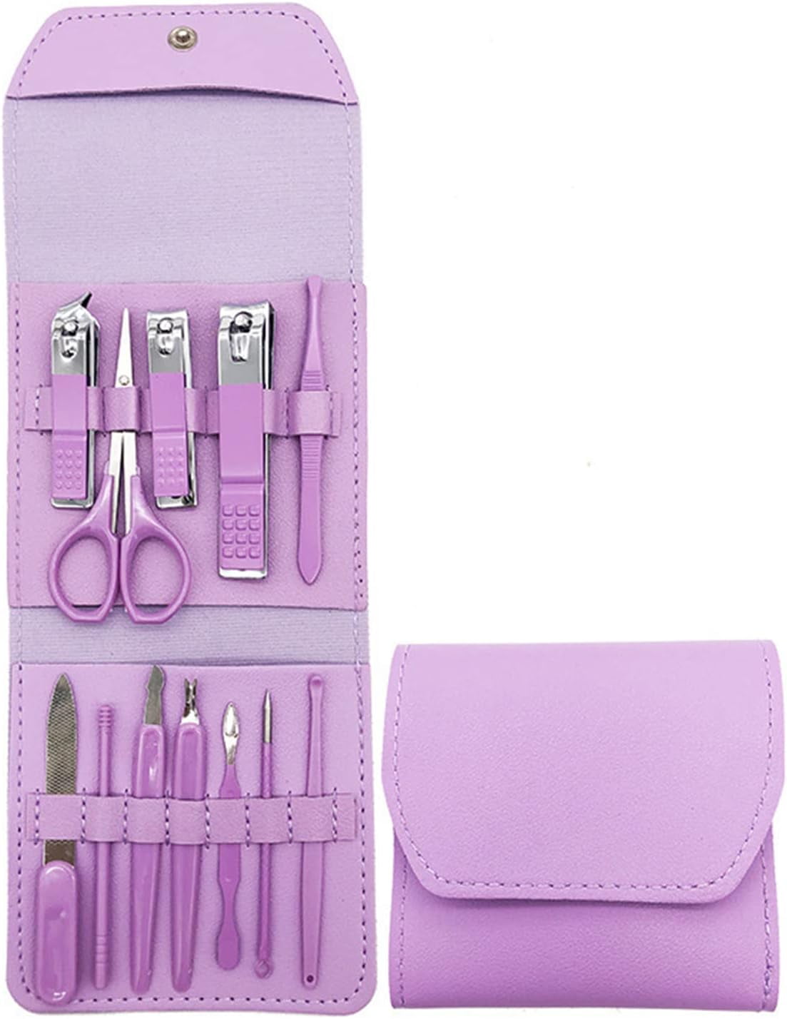 Nail Clipper Set, 12PCS Manicure Set Fingernail Clippers Kit Fashion Color Purple Stainless
