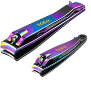 Nail Clipper Set, Sturdy Stainless Steel Fingernails & Toenails Clippers & Nail File, Sharp Effortless Fingernail Toenail Trimmer, Portable Nail Cutter for Women Men Rainbow
