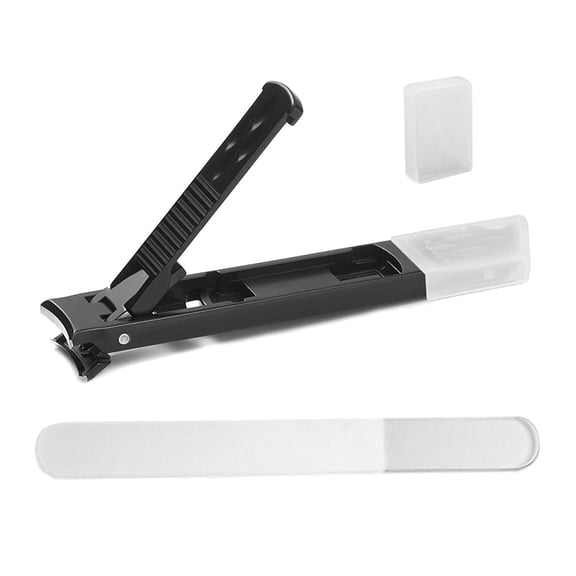 Nail Clippers For Thick Nails,Folding Wide Jaw Opening Cutter Double Head Curved And Slanted Trimmer For Toenail Fingernail - Black