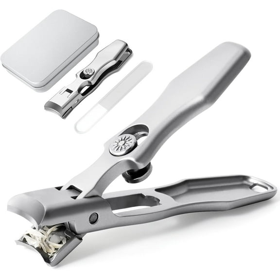 Nail Clippers Grip for Men, The UltraSharp Fingernail Clippers with Catcher, No Splash Toenail Clippers for Thick Nails for Seniors, Portable Nail Clipper with Catcher File and Safety Lock