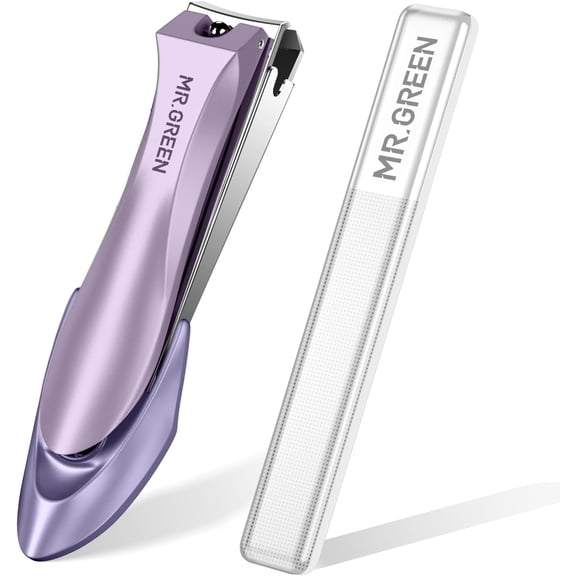 Nail Clippers with Nail File,Anti Splash Nail Clipper Set for Thick Nails,Medical Grade Stainless Steel Professional Nail Cutter,Sharp and Durable fingernail Clipper for Men and Women(Purple)