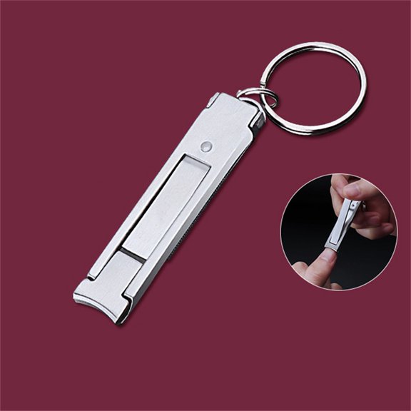 Nail Clippers for Natural Nails - Ultra Thin Mini Travel Folding Finger Toenail Cutter, Wide Jaw Trimmer with Glass Nail File, Portable Keyring Grooming Tool, Curved Edge, Makeup Organizers