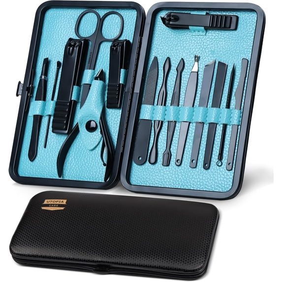 Nail Clippers Professional Kit or Manicure for Women and Men, Stocking Stuffers Groomsmen Gifts 16Pcs Pedicure Set Fingernail, Toenail with Travel Case