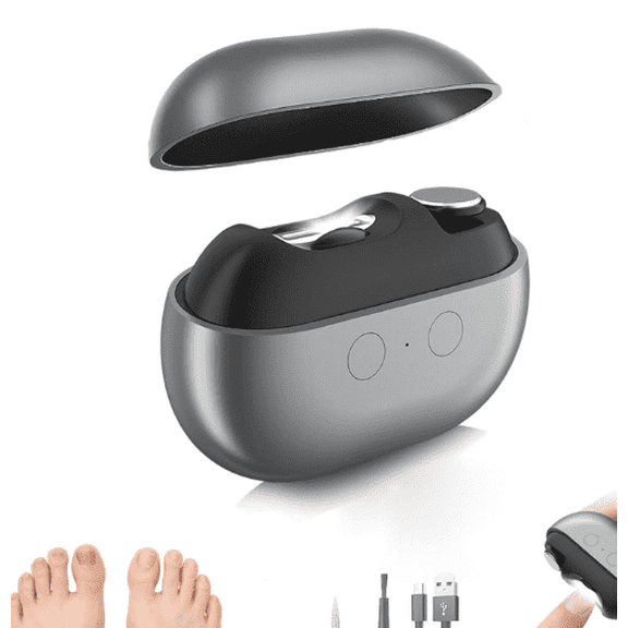 Nail Clippers - Rechargeable Nail Grinder | Portable Nail Cutter, Electric Nail Trimmer with LED Light, for Men Women Seniors, Nail Trimming & Polishing, Home Office Travel (Gray)