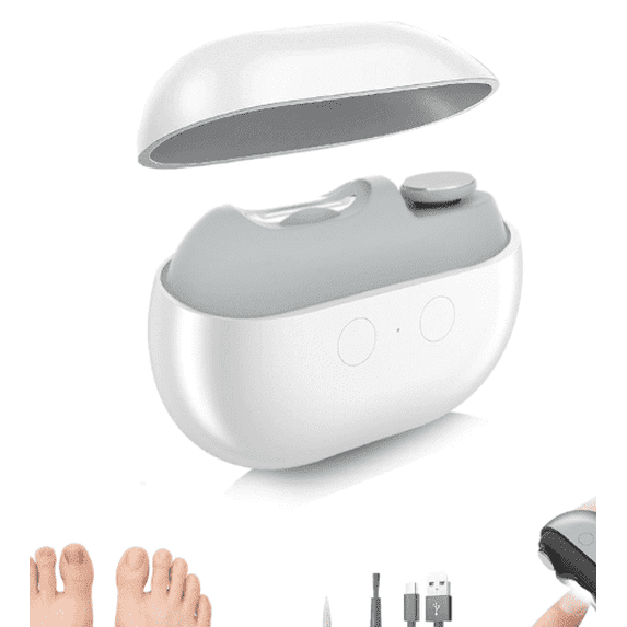 Smart Electric Nail Clipper with LED Light, USB Rechargeable Nail Trimmer & Grinder, Portable for Fingers & Toes(white)