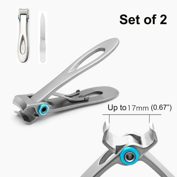 Nail Clippers for Seniors Thick Nails, RUseeN Angled Head Ergonomic Toenail Clippers with Wide Opening, Precision Large Finger Nail Clipper with Catcher Heavy Duty Nail Cutter Trimmer for Men Women