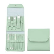 Odies Manicure Set Professional Nail Clipper Kit-12 Pieces Stainless Steel Manicure Kit,Nail Care Tools with Luxurious Travel Case,Green