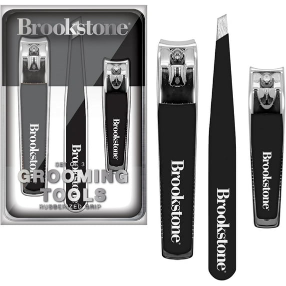 Nail Clippers Set - Premium Stainless Steel Clipper and Cutter with Rubberized Non-Slip Grip, Includes Case Tweezer, Two for Precision Grooming