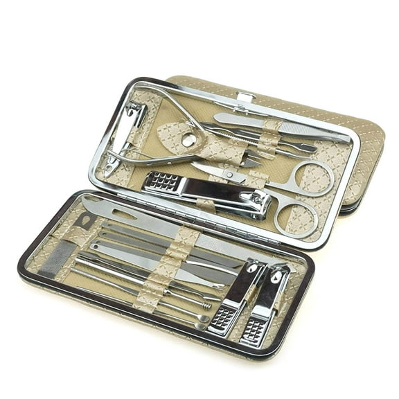 Nail Clippers Set Professional Stainless Steel Pedicure Kit Nail Scissors Grooming Kit Nail Tools Manicure Pedicure Set 19Pcs Portable Travel Case Gold