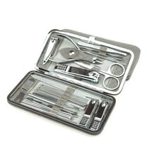 Nail Clippers Set Professional Stainless Steel Pedicure Kit Nail Scissors Grooming Kit Nail Tools Manicure Pedicure Set 19Pcs Portable Travel Case Gray