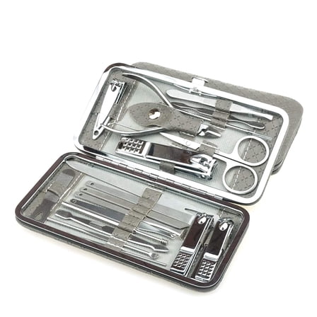 Nail Clippers Set Professional Stainless Steel Pedicure Kit Nail Scissors Grooming Kit Nail Tools Manicure Pedicure Set 19Pcs Portable Travel Case Gray