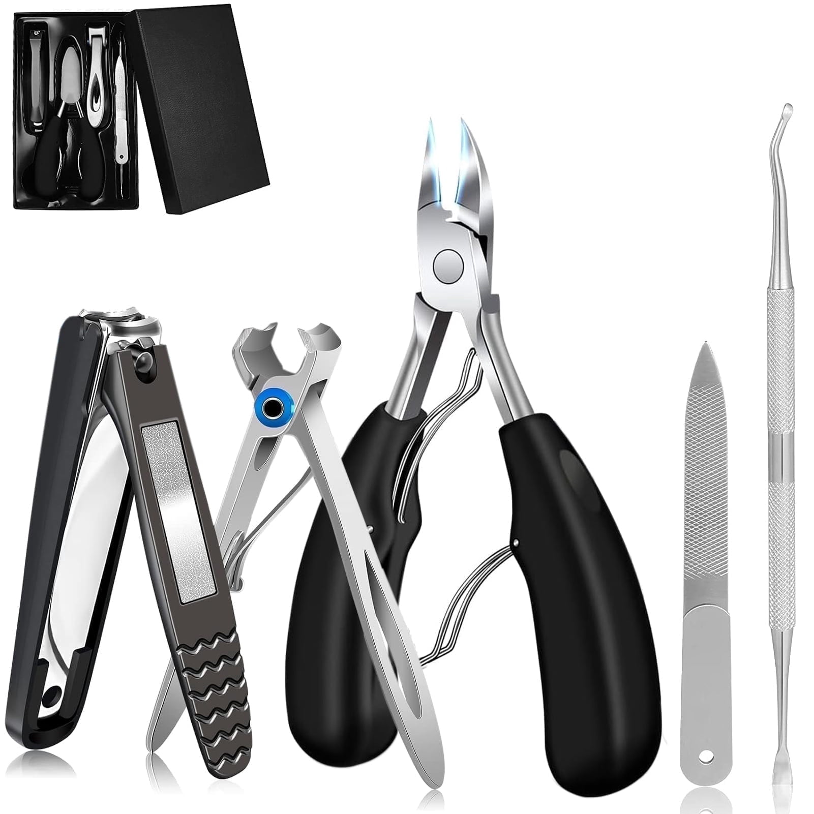 Nail Clippers Set, Toenail Clippers for Seniors Thick Toenails, Professional Stainless Steel Fingernail Clipper for Manicure Pedicure Tools