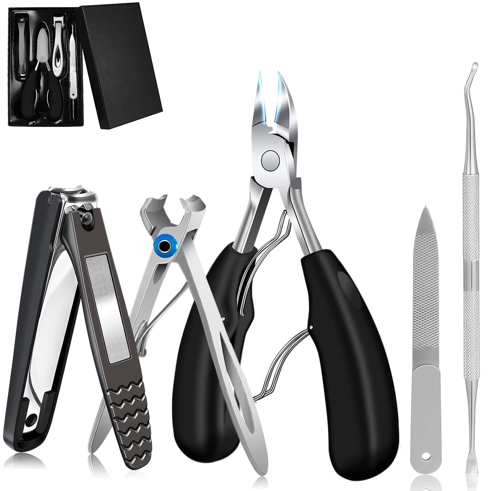 Nail Clippers Set, Toenail Clippers for Seniors Thick Toenails,  Professional Stainless Steel Fingernail Clipper for Manicure Pedicure Tools, image size:1601x1601