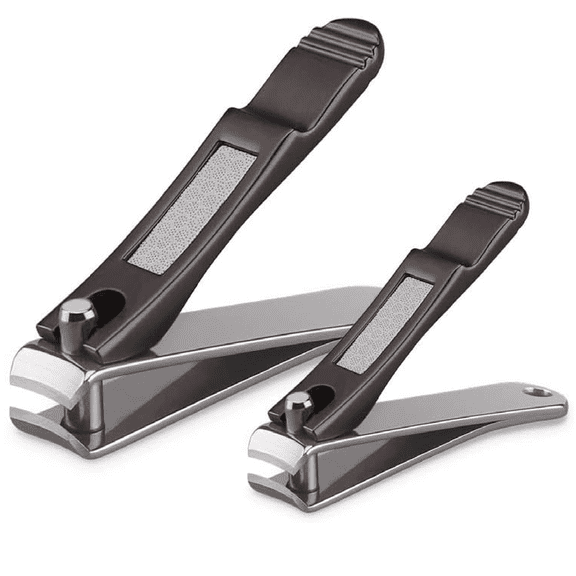 Nail Clippers Set with Build-in Nail File, Durable Sharp Zinc Alloy Fingernail Clipper and Toenail Clipper with Tin Case, Matte Gray