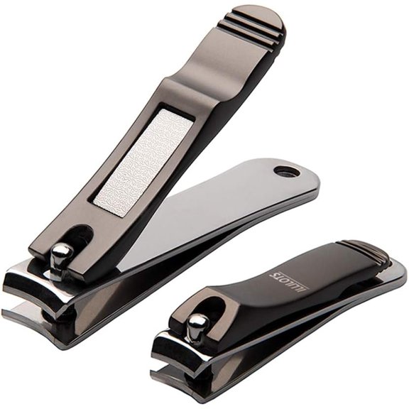 Nail Clippers Set with Build-in Nail File, Durable Sharp Zinc Alloy Fingernail Clipper and Toenail Clipper with Tin Case, Matte Gray