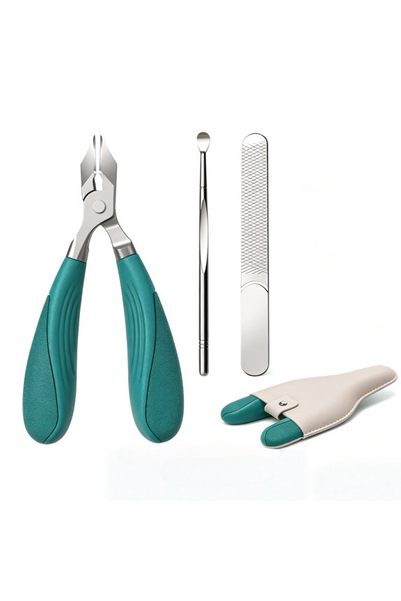 Nail Clippers for Thick Nails Slanted Toenail Clippers Wide Jaw Nail Cutter 3 in 1 Set with PU Case Heavy Duty Nail Clipper for Seniors Men and Women