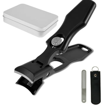 Nail Clippers for Thick Nails Wide Jaw Nail Cutter Stainless Steel Nail Trimmer with Nail File and Leather Case Splash Proof Fingernail Cutter Labor Saving Fingernail Trimmer for Women Men