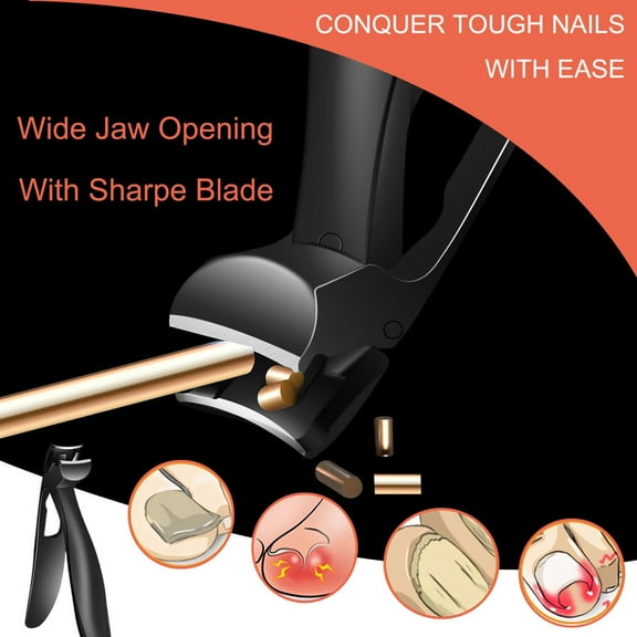 Nail Clippers, Toe Nail Clippers, Nail Clippers for Thick Nails with Built-In Nail Catcher, Stainless Steel Durable Material, Safety Lock, Wide Jaw Opening, Effort-Saving Design for Men Women Seniors