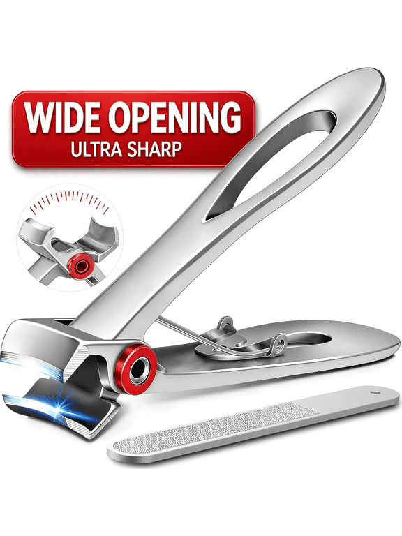 Nail Clippers Ultra Wide Jaw Opening Fingernail and Toenail Clippers Set for Thick Nails Cutter for Ingrown Manicure,Pedicure,Men & Women