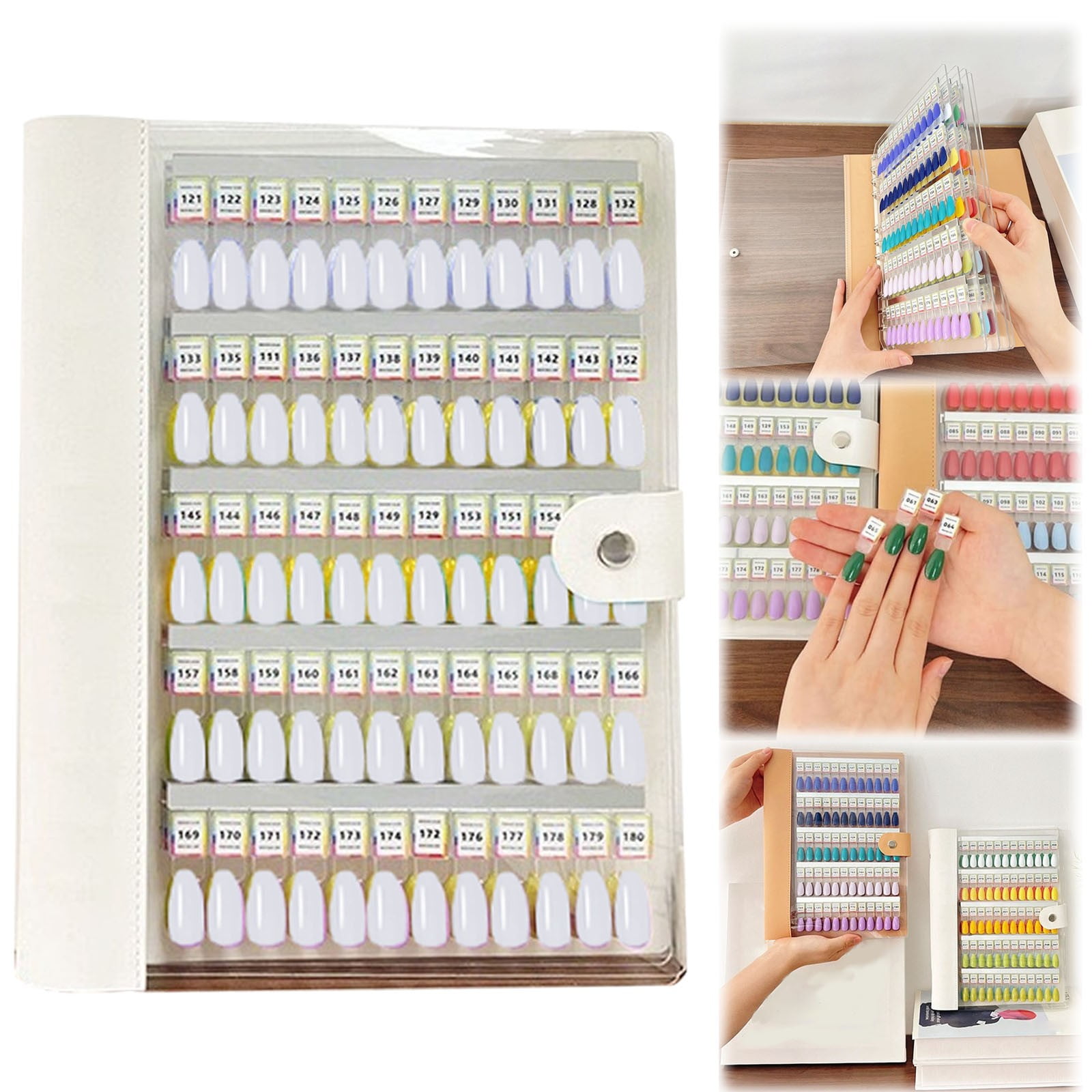 Nail Color Chart 180 Colors White - Nail Book Nail Color Display Book Organizer Withmagnetic Tips Salon Color & Stand for Easy Preview & Storage, Nail Art, Nail Patch, Easter, St. Makeup Organizers
