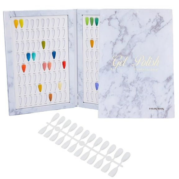 Nail Color Display Book with 240PCS Nail Tips Nail Gel Polish Display Board Nail Color Chart Display Book Nail Polish Sample Book with Replacement Tips Salon Tools