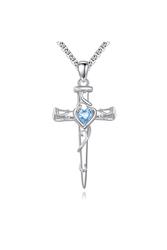 Nail Cross Necklace 925 Sterling Silver Heart Nail Crucifix Pendant Christian Jewelry Gifts for Men Women