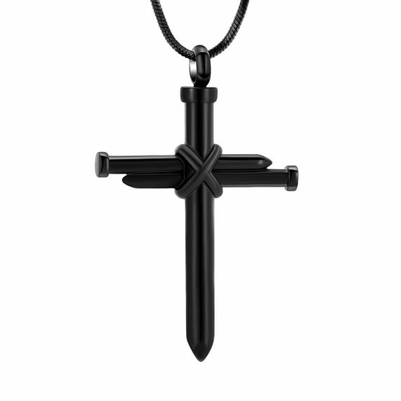 Nail Cross Urn Necklace for Ashes for Men Women Cremation Jewelry Pendant Religious Memorial Keepsake for Ash Holder