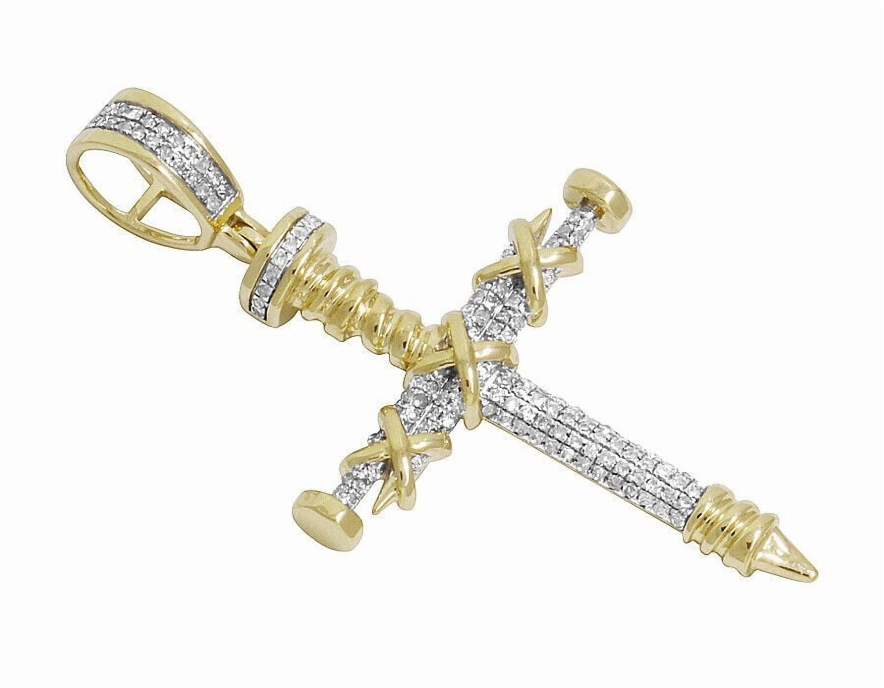Nail Cross Pendant charm Round Cut Lab Created Diamond 925 Sterling Silver 1.Ct