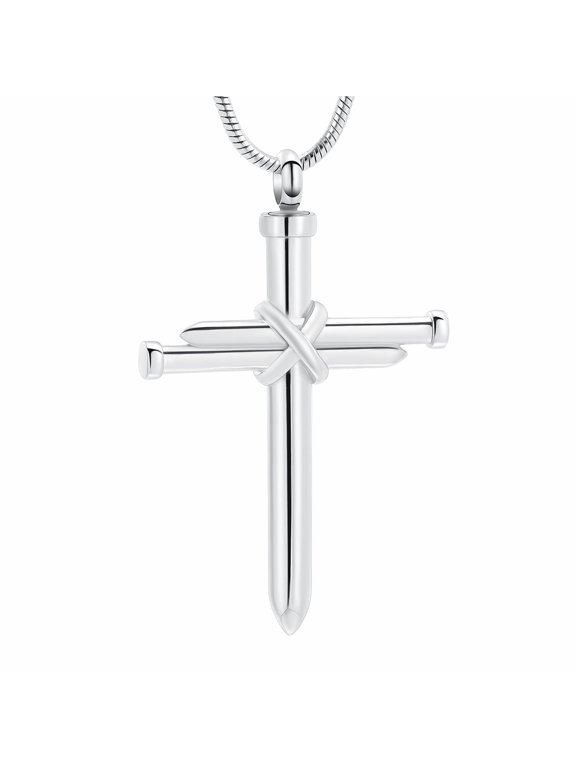 Nail Cross Urn Necklace for Ashes for Men Women Cremation Jewelry Pendant Religious Memorial Keepsake for Ash Holder