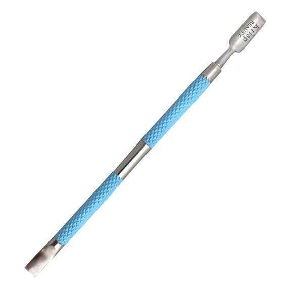 Nail Cuticle Pusher Sharp Edge Dual Ended Remover Cleaner Stainless Steel Manicure Pedicure Tool (Blue) By Krisp Beauty