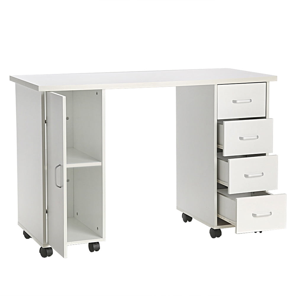 Nail Desk, Nail Table for Nail Tech with Wrist Pad, Manicure Table Computer Desk with Lockable