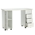 thumbnail image 1 of Nail Desk, Nail Table for Nail Tech with Wrist Pad, Manicure Table Computer Desk with Lockable Wheels, White, 1 of 10