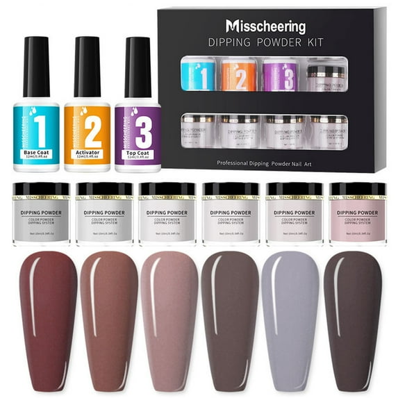 Nail Dipping Powder Colors Set Nail Manicure Nail Art Kit Base Top Coat Dip Powder Saver-Glowing Attraction Collection Dipping Powder Set