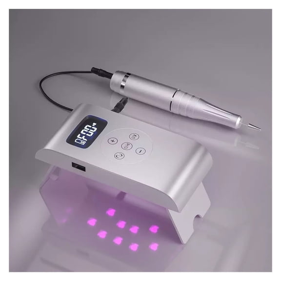Nail Drill with 35,000 RPM&LED Nail Lamp, Nail Drills for Acrylic Nail, Rechargeable Portable Electric Nail File for Home Salon Manicure Pedicure ,Easy to Operate