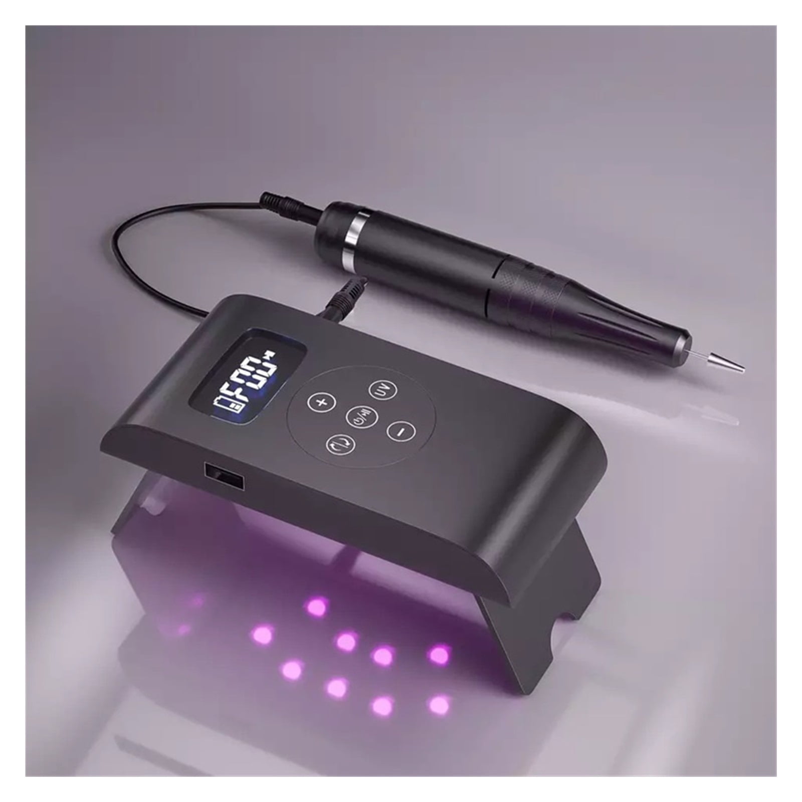 Nail Drill with 35,000 RPM&LED Nail Lamp, Nail Drills for Acrylic Nail, Rechargeable Portable Electric Nail File for Home Salon Manicure Pedicure ,Low Noise