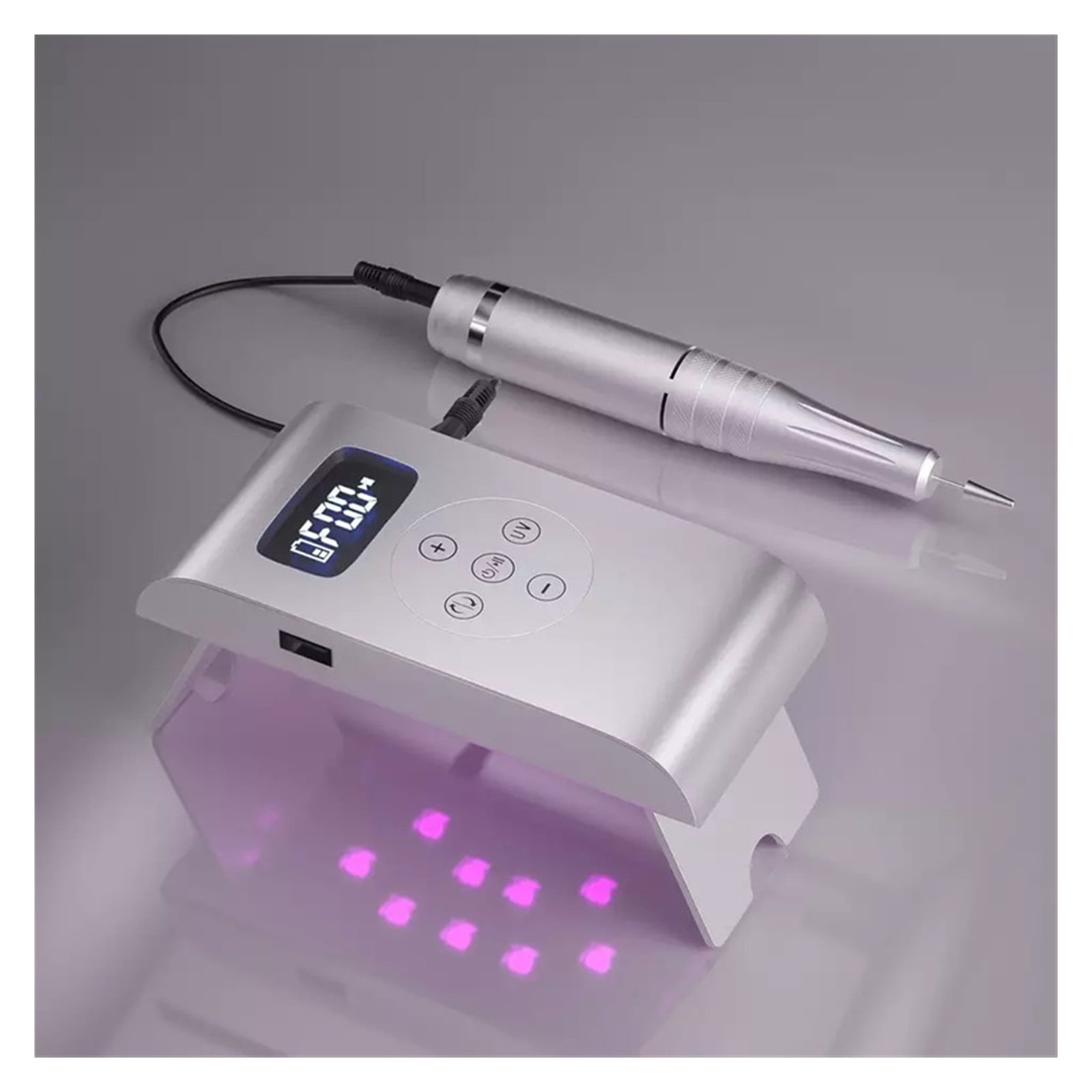Nail Drill with 35,000 RPM&LED Nail Lamp, Nail Drills for Acrylic Nail, Rechargeable Portable Electric Nail File for Home Salon Manicure Pedicure ,Low Noise
