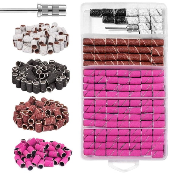 Nail Drill Bits, Sanding Bands for NailDrill, 135 Pcs Nail Drill Sanding Bands Set, 80 120 180 240 Fine Grit File SandingBands for Acrylic Gel Nails