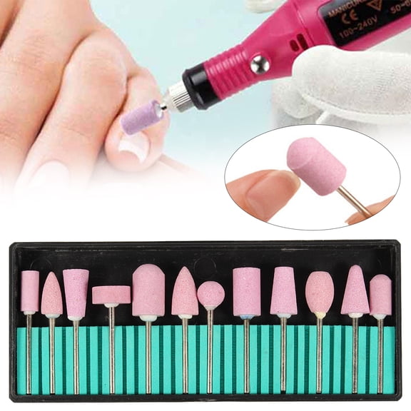 Nail Drill Bits Set, Nail Files Drill Cuticle Polishing Bit, Nail Grinding Head, Manicure Set for Acrylic Nails, Gel Removal, Home Salon Use, Compatible with Most Drills