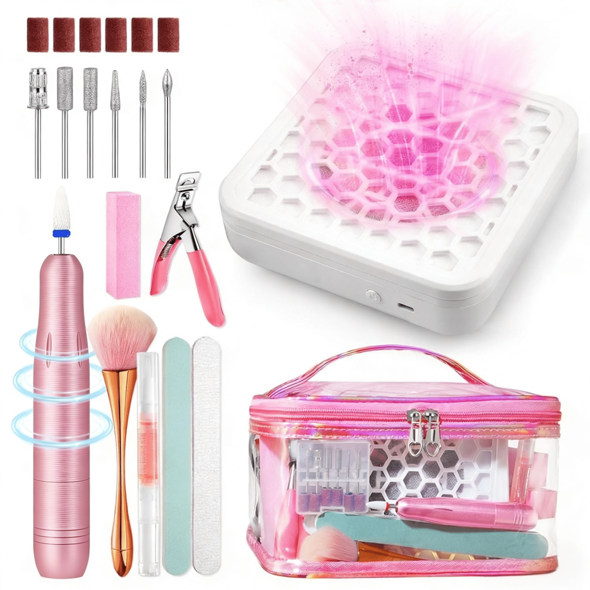 Nail Drill Kit with Dust Collector 20000RPM Electric Nail File for Acrylic Gel Removal Manicure Pedicure Set