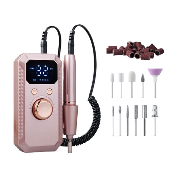 Nail Drill Machine Electric Efile Kit for Acrylic Gel Nails at Home Portable Rechargeable with LED Display 32000 RPM