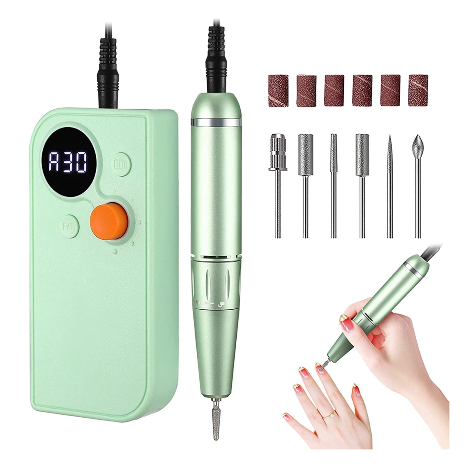 Nail Drill Machine Electric Nail Drill Sander Manicure Milling Cutter Set Professional Nail File Gel Polish Remover Rechargeable ,Low Noise