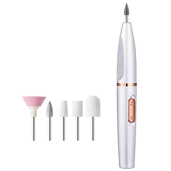 Nail Drills Automatic Electric Nail Trimmer for Adults for Seniors for Women Portable Long Handle Multifunctional USB Rechargeable 2 Speeds (153x21mm,White)